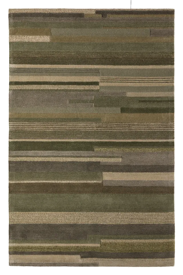 Solmere CNO02 Tufted Striped Green/Gray Area Rug (10'X14')