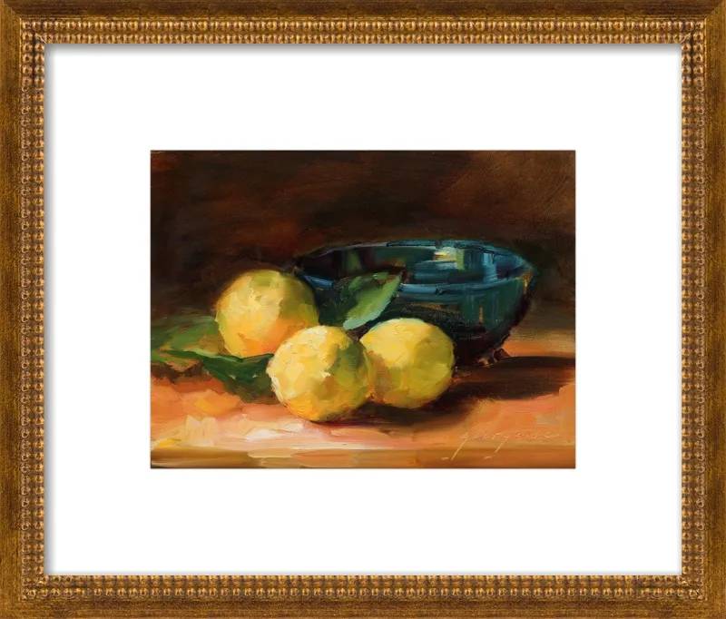 Lemons and Blue Bowl by Georgesse Gomez for Artfully Walls