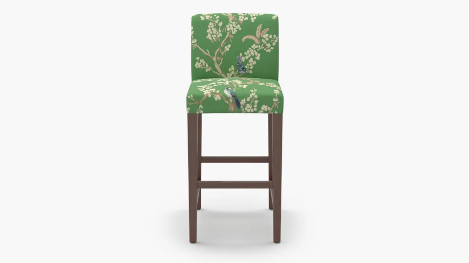 Signature Dining Bar Stool, Jade Cherry Blossom, Walnut Square Tapered Leg
