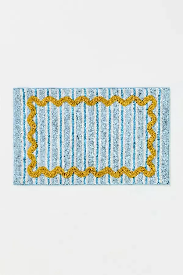 Madeline Cotton Tufted Stripe Scallop Bath Mat