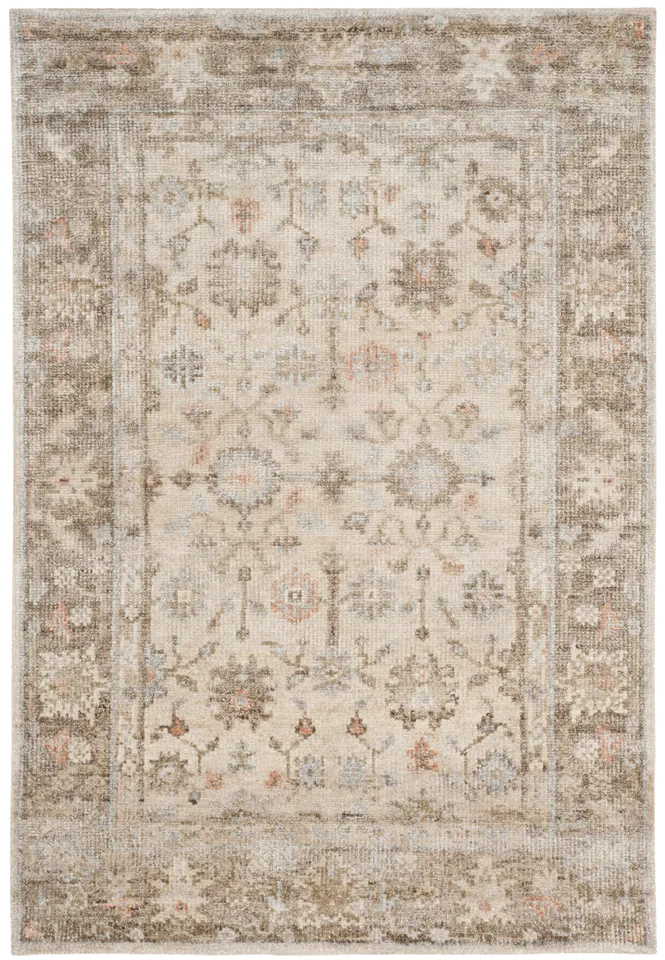 Arlo Home Hand Knotted Area Rug, MHJ409B, Brown/Ivory,  4' X 6'