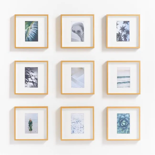 9-Piece Brushed Brass 4x6 Gallery Wall Frame Set