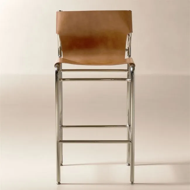 Surf Sling Brown Leather Counter Stool