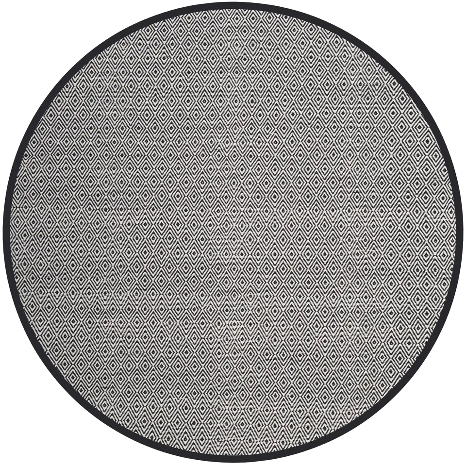 Arlo Home Hand Woven Area Rug, MTK515E, Ivory/Navy,  4' X 4' Round
