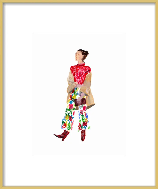 Woman in Floral Print Pants by Jackie Mancuso for Artfully Walls