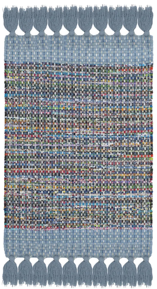 Arlo Home Hand Woven Area Rug, MTK972B, Blue/Multi,  2' 6" X 4'
