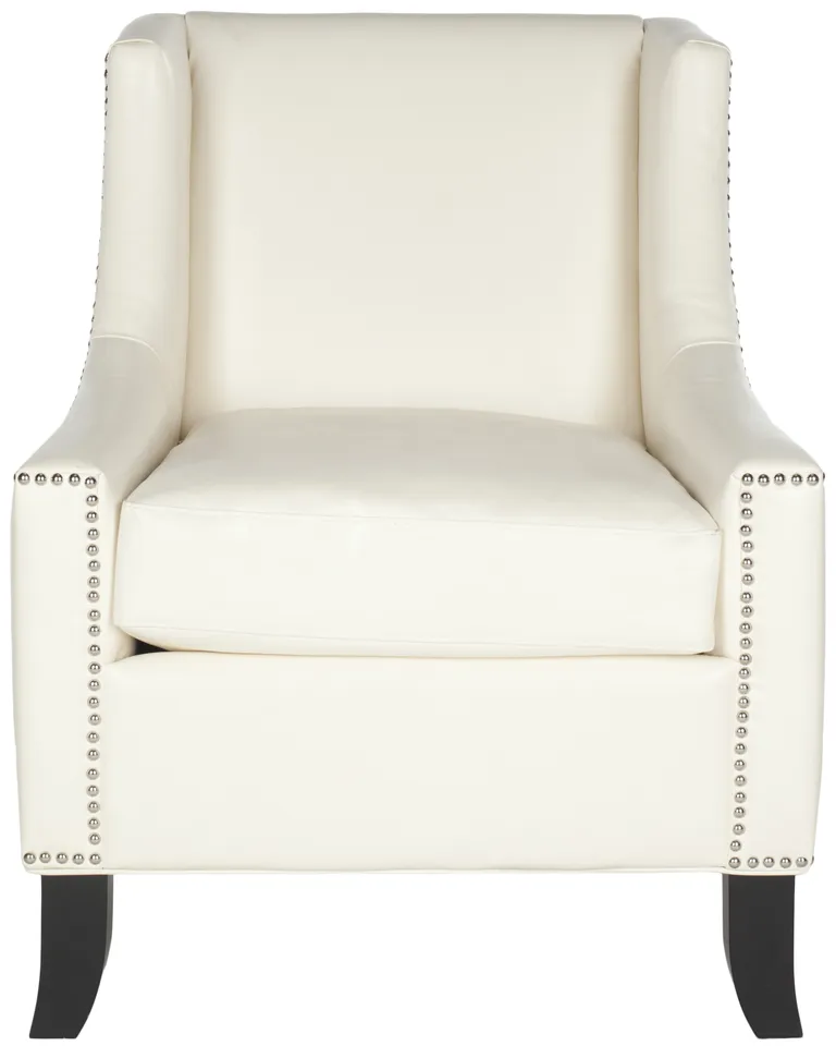 Daniel Club Chair - Silver Nail Heads - Antique White/Black