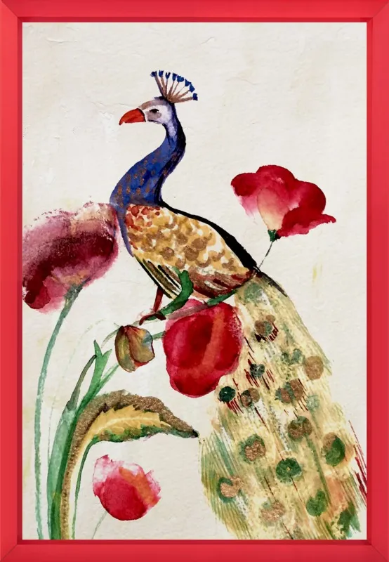 blue gold peacock by Ruti Shaashua for Artfully Walls