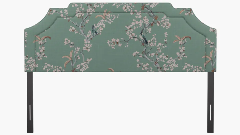 Art Deco Headboard, Mint Cherry Blossom, King