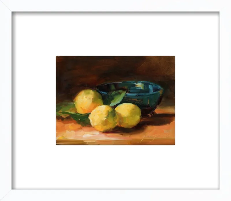Lemons and Blue Bowl by Georgesse Gomez for Artfully Walls