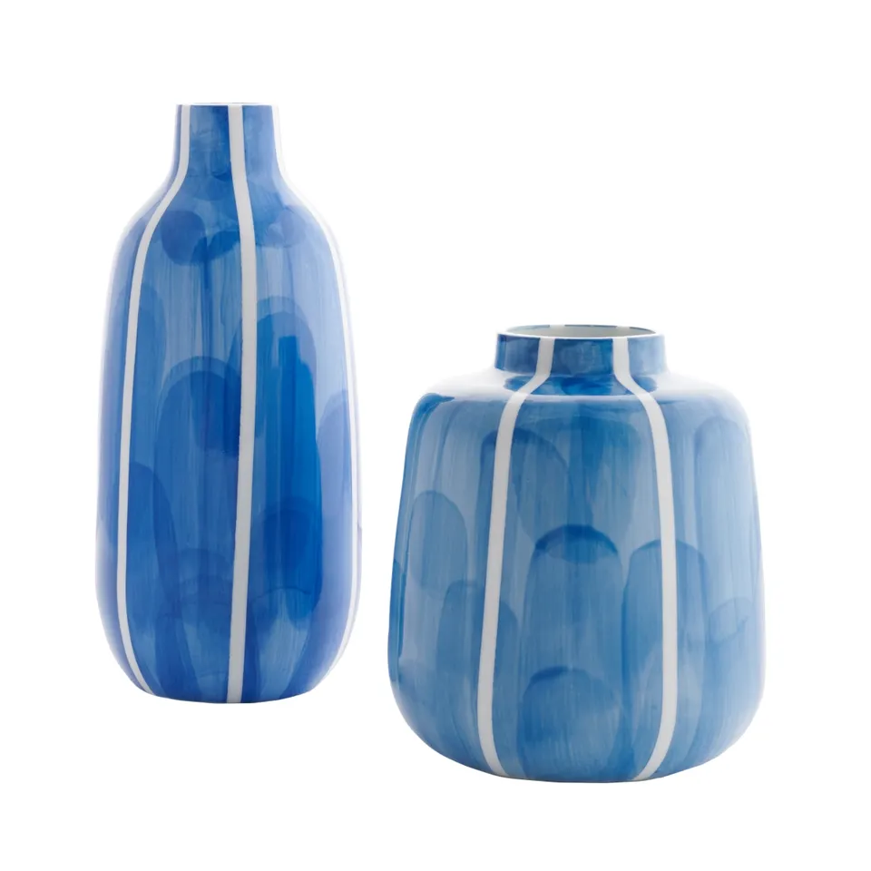 Saori Ceramic Vase, Set Of 2 - Blue / White