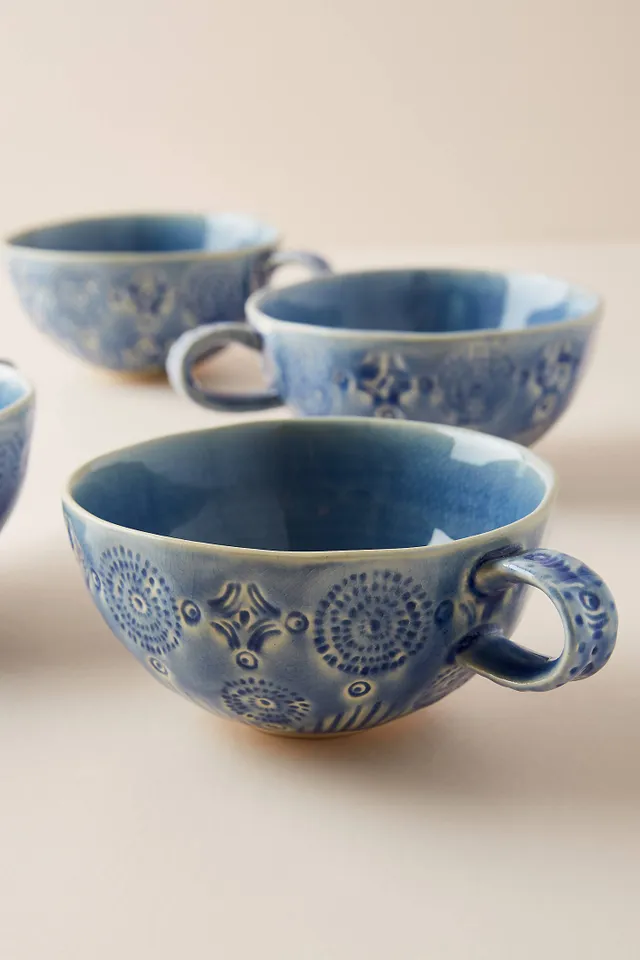 Old Havana Portuguese Stoneware Mugs, Set of 4