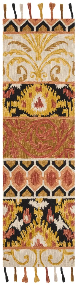 Arlo Home Hand Hooked Area Rug, SZN203A, Rust/Gold,  2' 3" X 8'