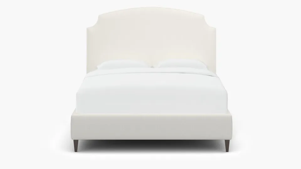 Cove Bed, Snow Boucle, Espresso Square Tapered Leg, Twin