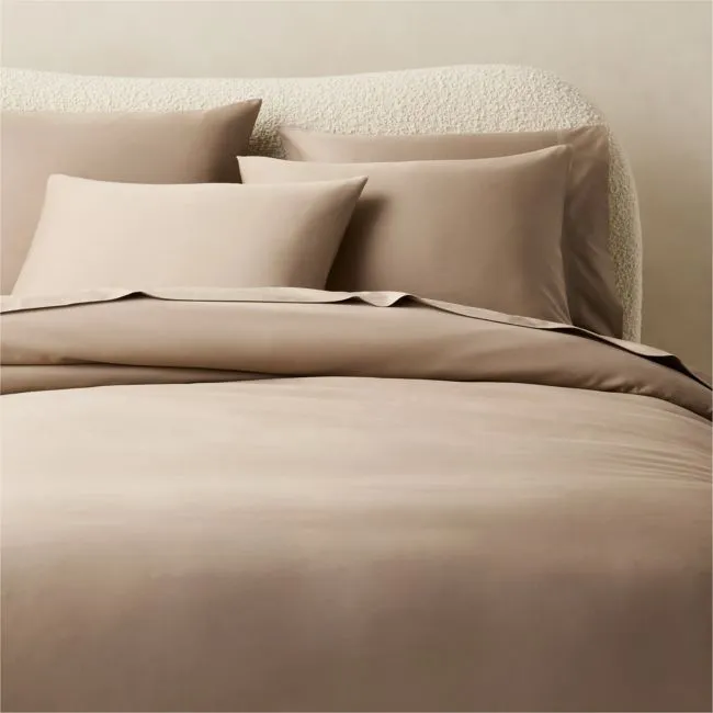 Classic Organic Cotton Sateen 520 Thread Count Light Brown King Duvet Cover