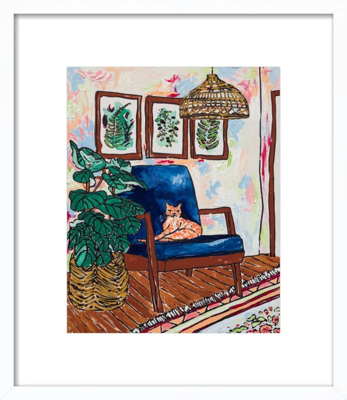 Ginger Cat in Mid Century Chair by Lara Lee Meintjes for Artfully Walls