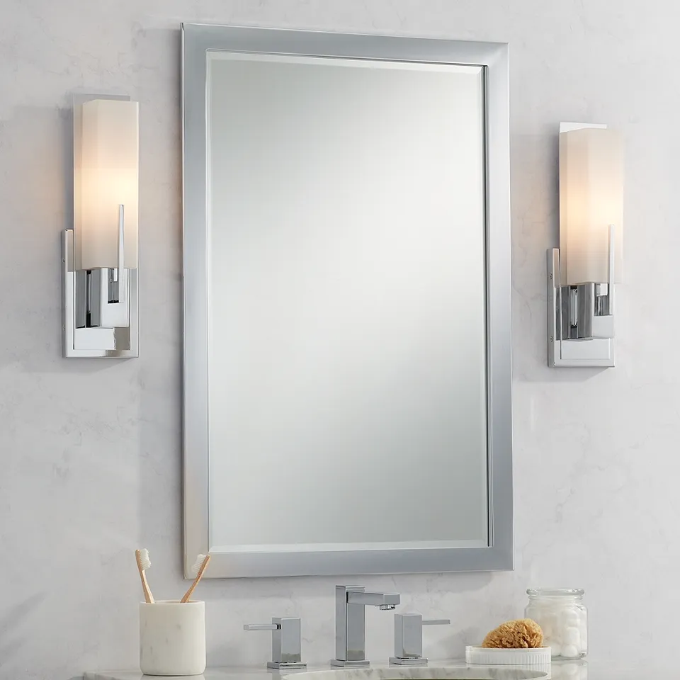 Possini Euro Midtown 15" High White Glass Chrome Wall Sconce Set of 2