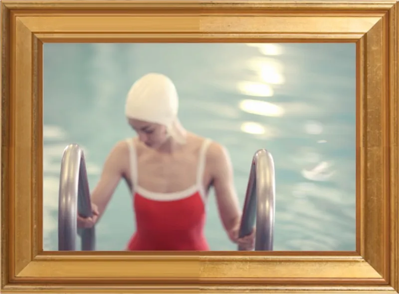 Swimmer in a Red Suit by Lucy Snowe for Artfully Walls