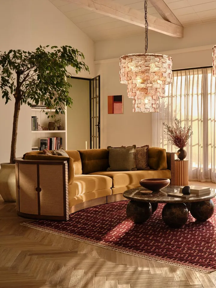Belmont Sofa, Three Seater, Velvet, Mustard, US