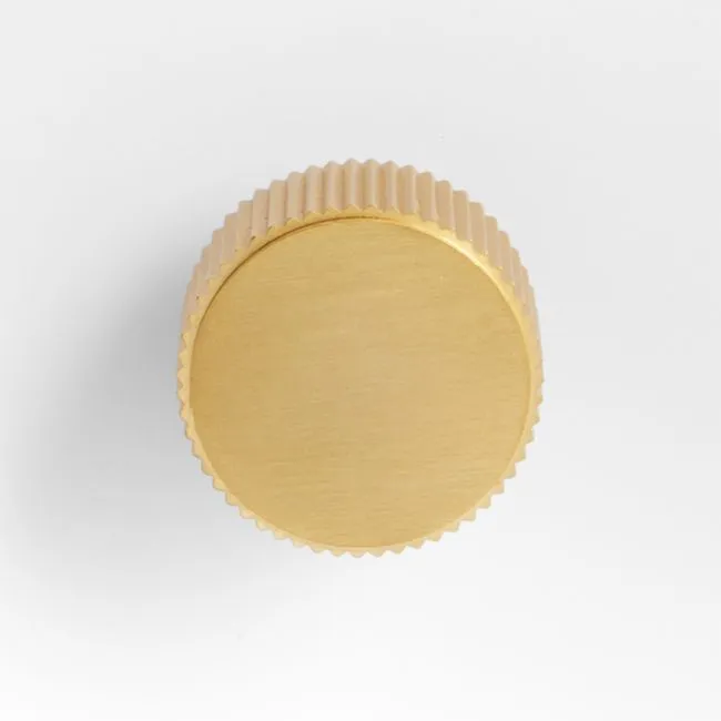 Modern Fluted Brushed Brushed Brass Cabinet Knob