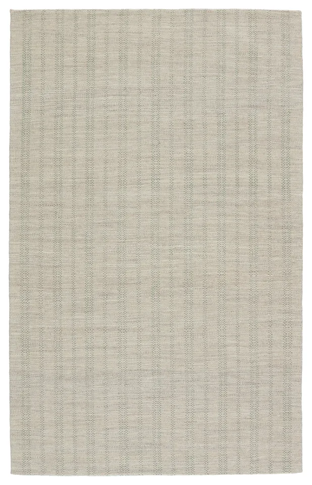 Marietta Handmade Striped Light Gray/ Light Green Area Rug (9'X12')