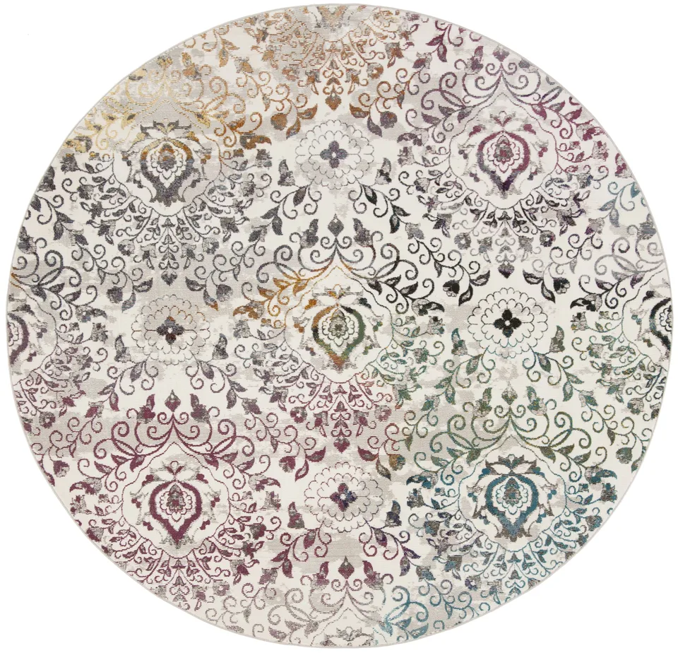 Arlo Home Woven Area Rug, ARA172C, Cream/Multi,  6' 5" X 6' 5" Round