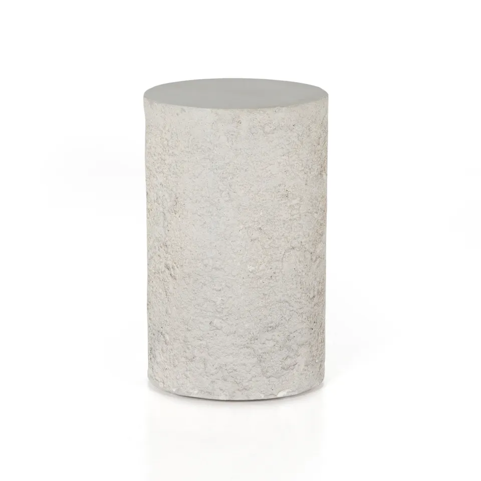 Otero Outdoor Round End Table - Matte Stone