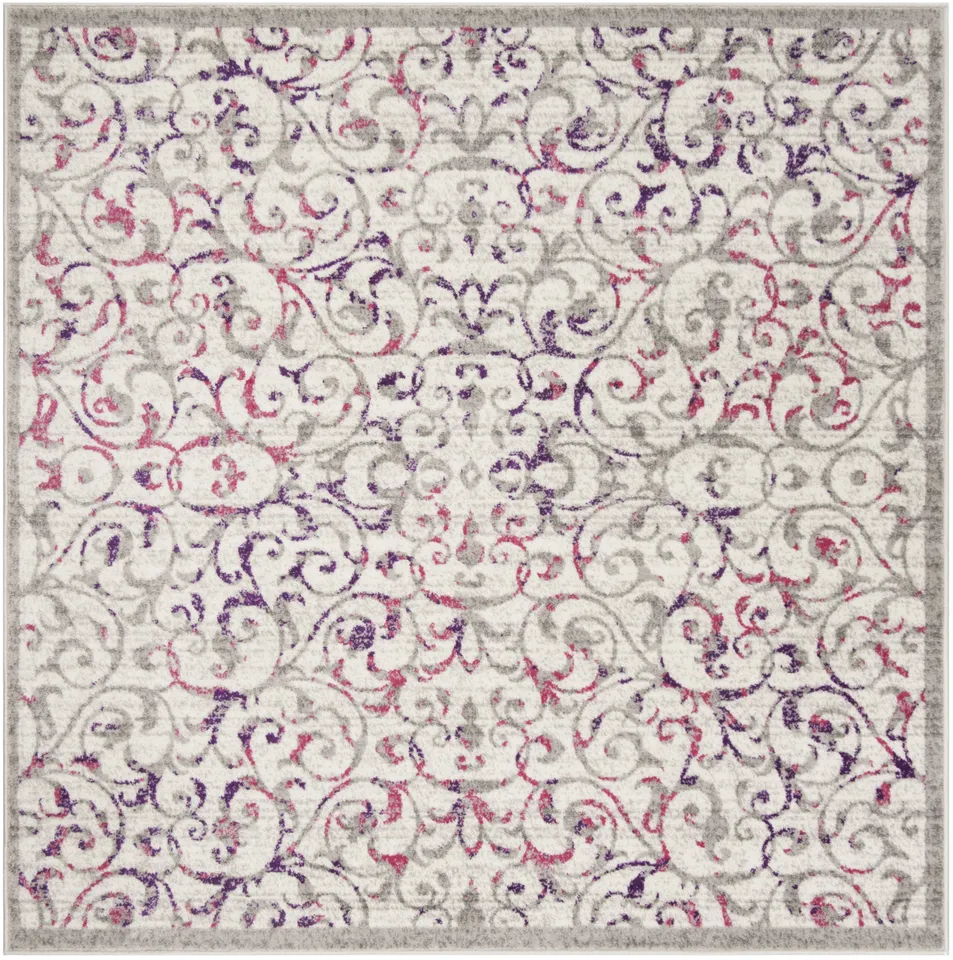 Arlo Home Woven Area Rug, SKY198F, Ivory/Pink,  6' 7" X 6' 7" Square