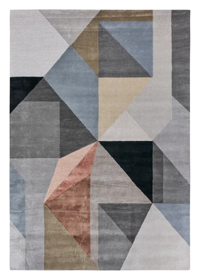Scalene SYN02 Tufted Geometric Gray/Pink Area Rug (12'X15')