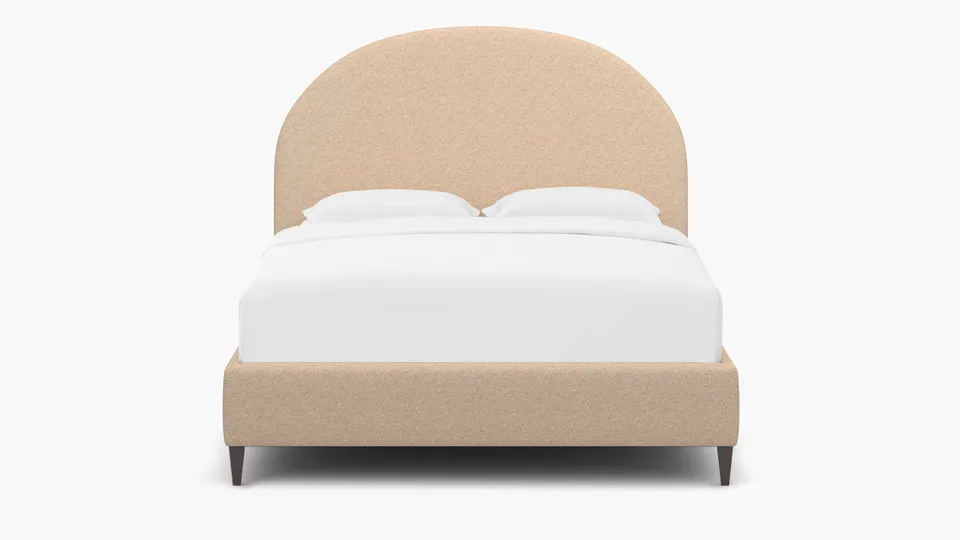 Demilune Bed, Buff Boucle, Espresso Square Tapered Leg, King