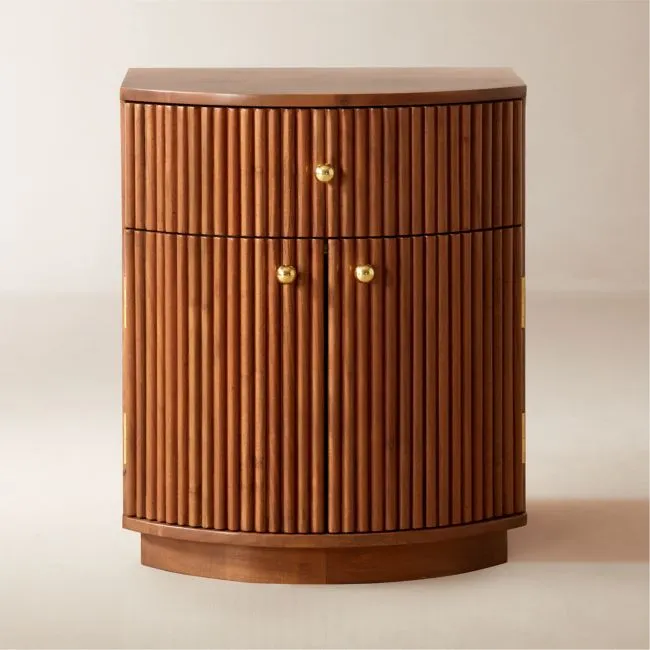 Cameo 20" Fluted Acacia Nightstand with Drawer