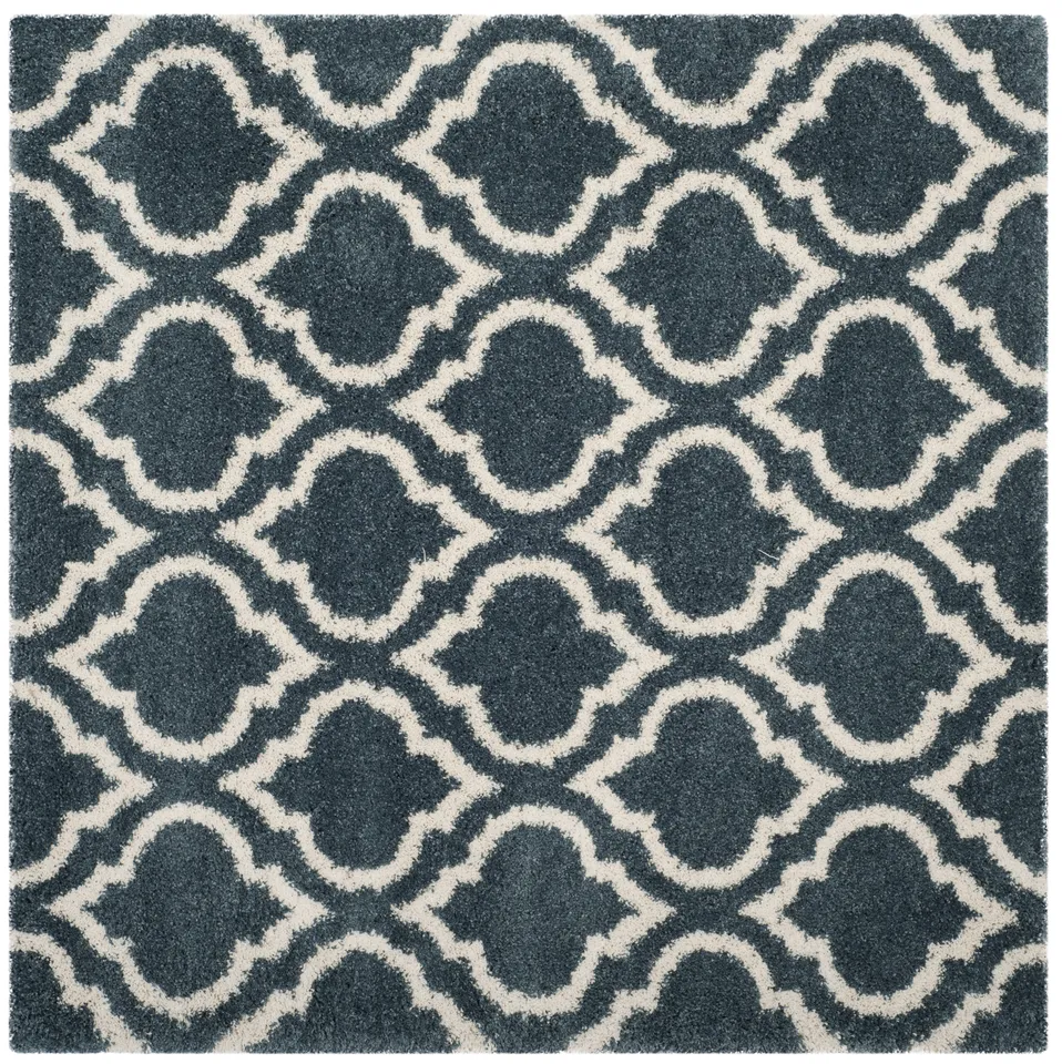 Arlo Home Woven Area Rug, SGH284L, Slate Blue/Ivory,  7' X 7' Square