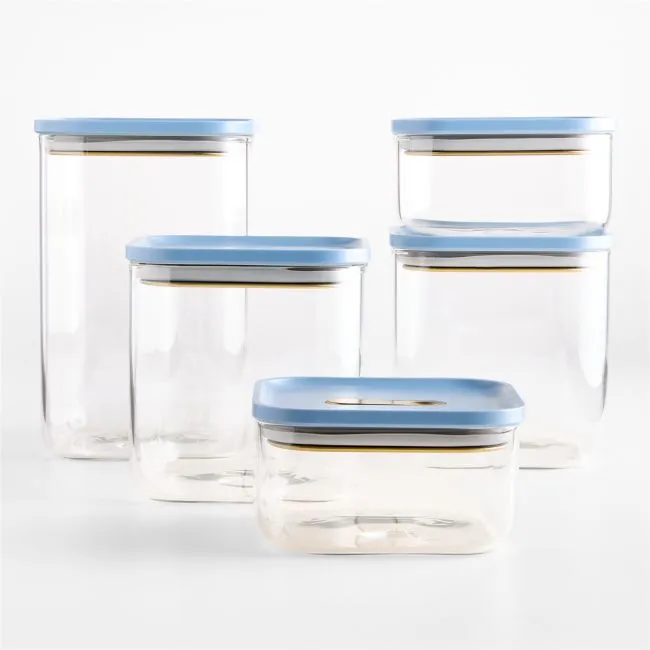 Caraway ® Blue Lagoon Airtight 13-Piece Glass Food Storage Container Set with Plastic and Silicone Lids