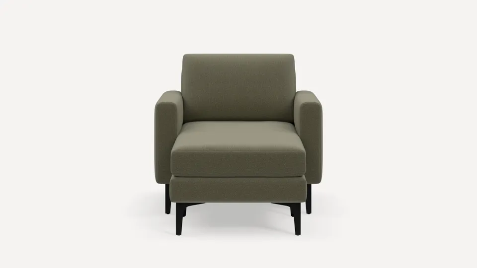 Nomad Armchair with Chaise - Moss Green - Performance Flatweave / Black - Metal / Block