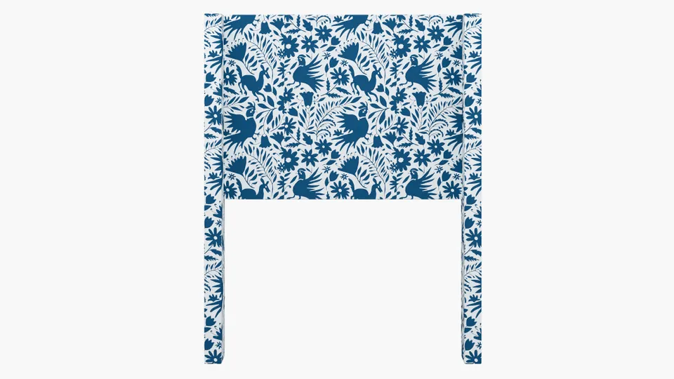Modern Wingback Headboard, Cerulean Frida, Twin