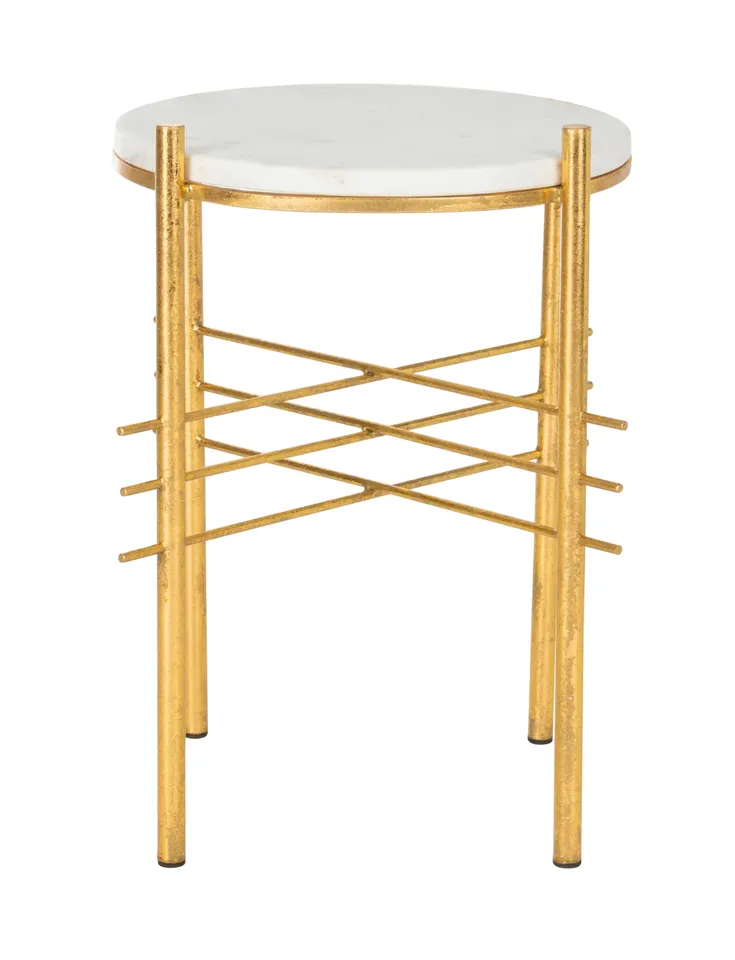 Jenesis Round Accent Table - White / Gold