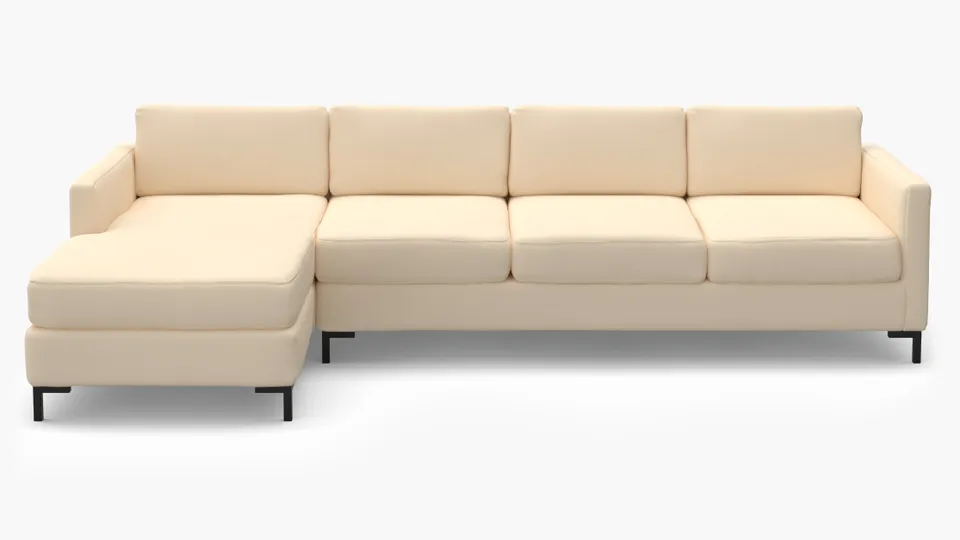 Modern Sectional, Left Facing, Flax Twill, Bronze L Leg
