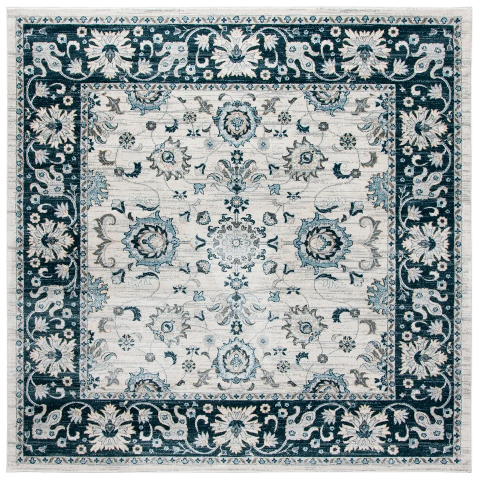 Arlo Home Power Loomed Area Rug, ISA940A, Cream/Navy, 6'7" X 6'7" Square
