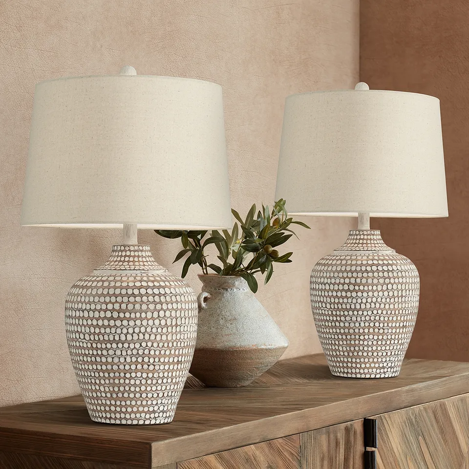 Regency Hill Alese 23 1/2" Textured Dot Jug Table Lamps Set of 2