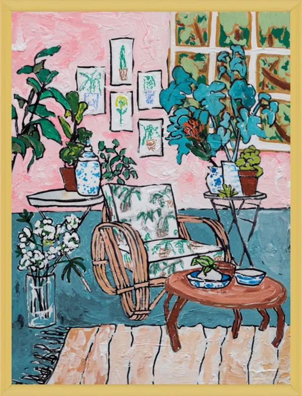 Cane Chair in Tropical Interior by Lara Lee Meintjes for Artfully Walls