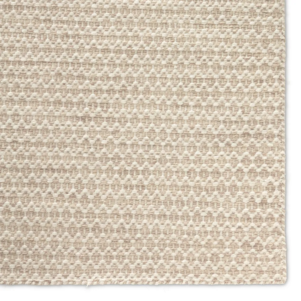 Pompano ENC04 Handmade Geometric Tan and Cream Area Rug (12'x18')