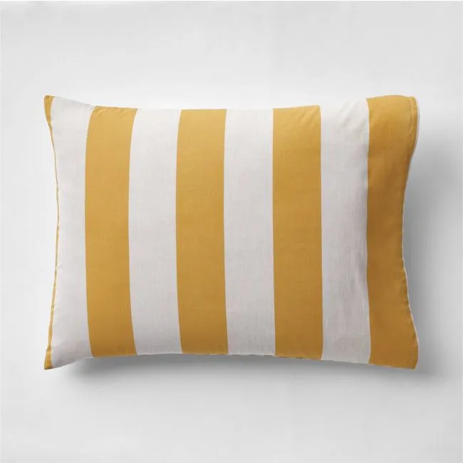Riviera Savannah Yellow and Oatmeal Reversible Stripe Organic Cotton Kids Pillow Sham