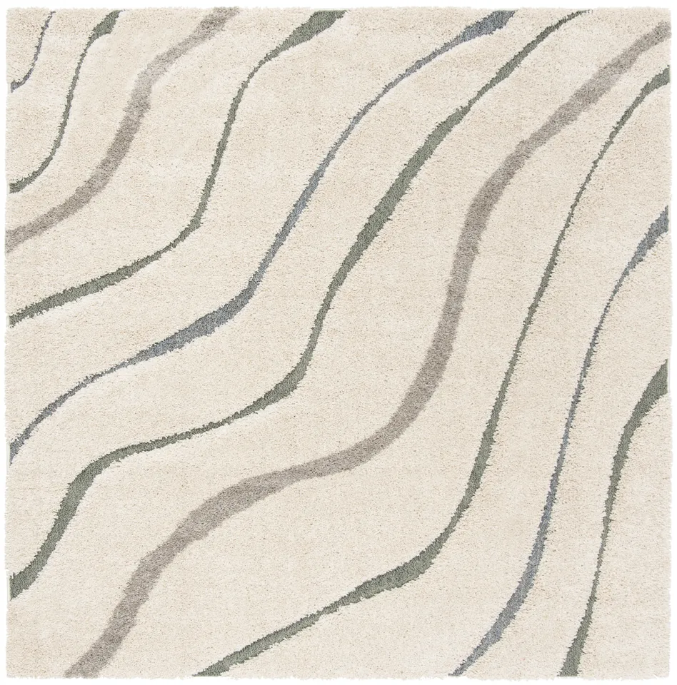 Arlo Home Woven Area Rug, SG472-1160, Cream/Light Blue,  6' 7" X 6' 7" Square