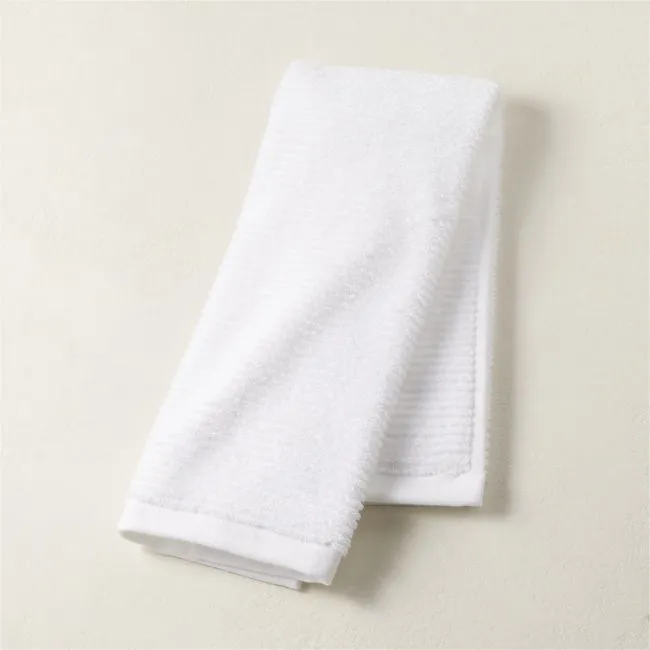 Brooks Ribbed Organic Cotton White Hand Towel