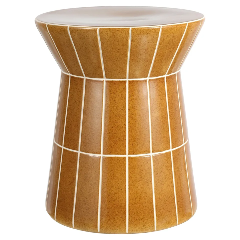 Zaro 17.75" Ceramic Gloss Finish Tile Flared Garden Stool - Deep Red