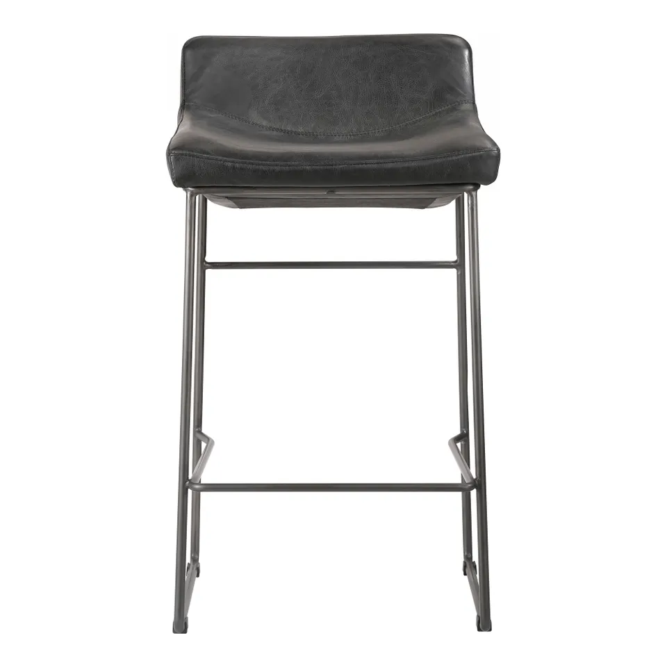 Starlet Counter Stool Onyx Black Leather - Set Of Two