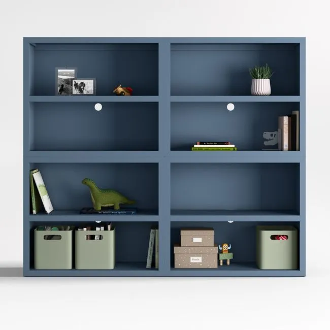 Ever Simple 72" Set of 2 Modular Slate Blue Wood Kids Open Bookcases