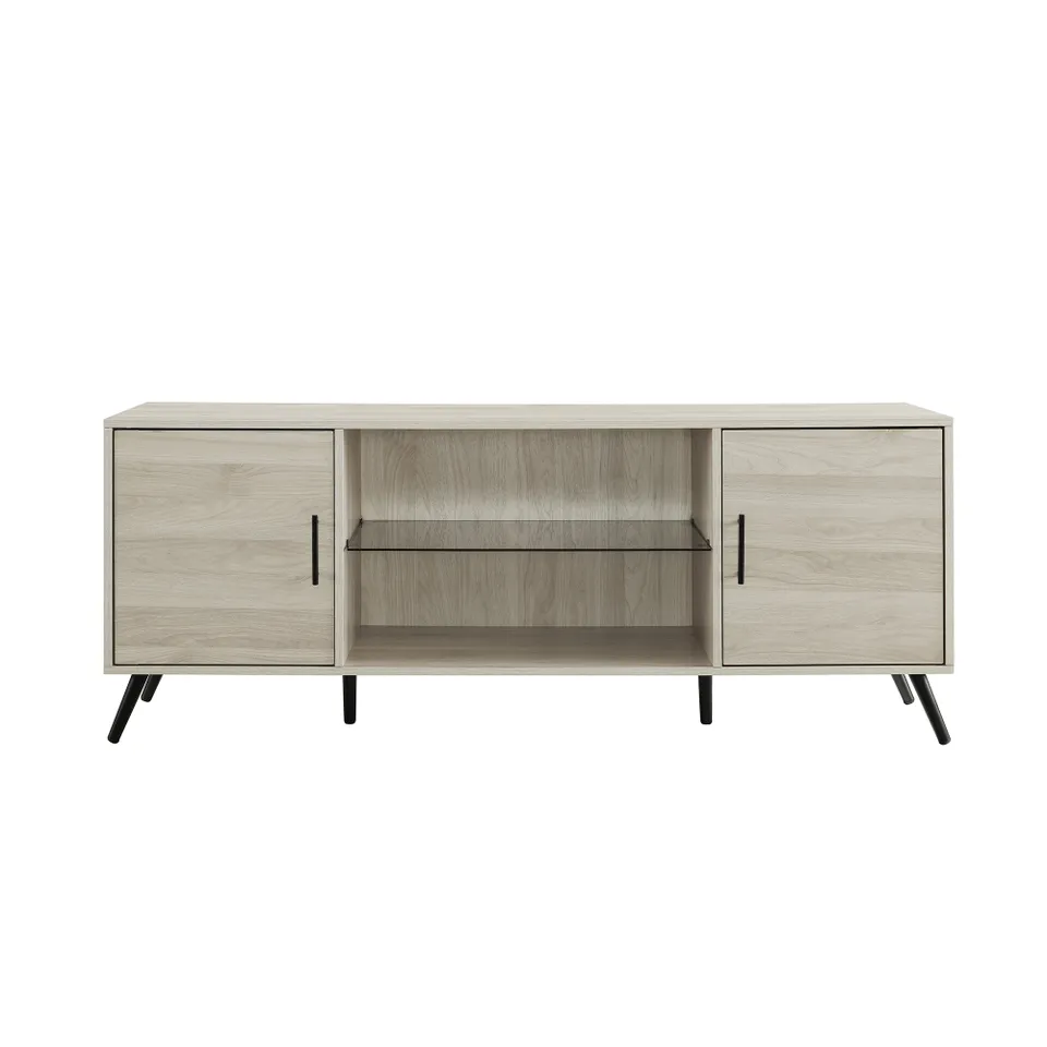Nora 60" Mid Century Modern 2 Door TV Stand - Birch