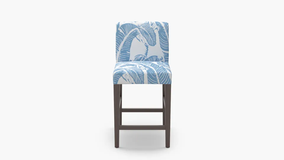 Signature Dining Counter Stool, Cornflower Martinique® Encore, Espresso Square Tapered Leg