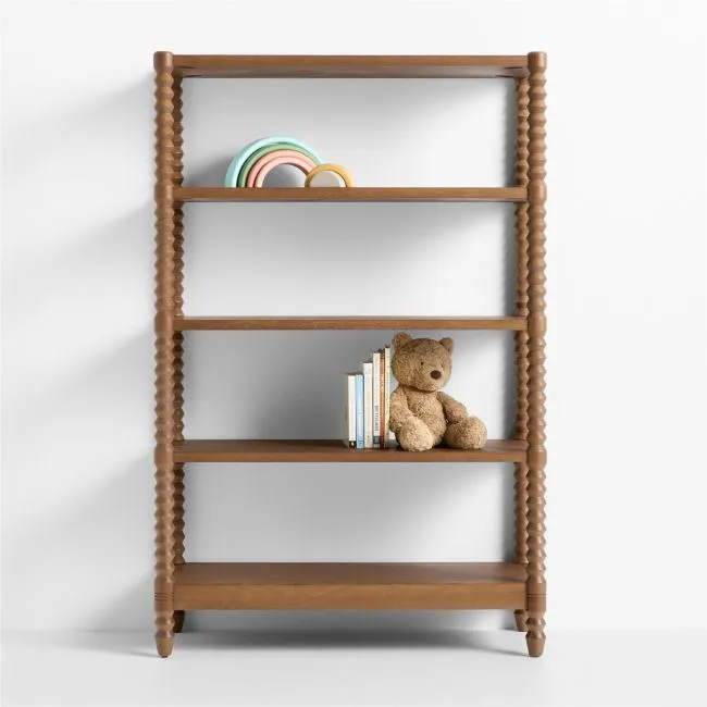 Jack 30" Hazelnut Ash Wood 4-Shelf Tall Kids Bookcase